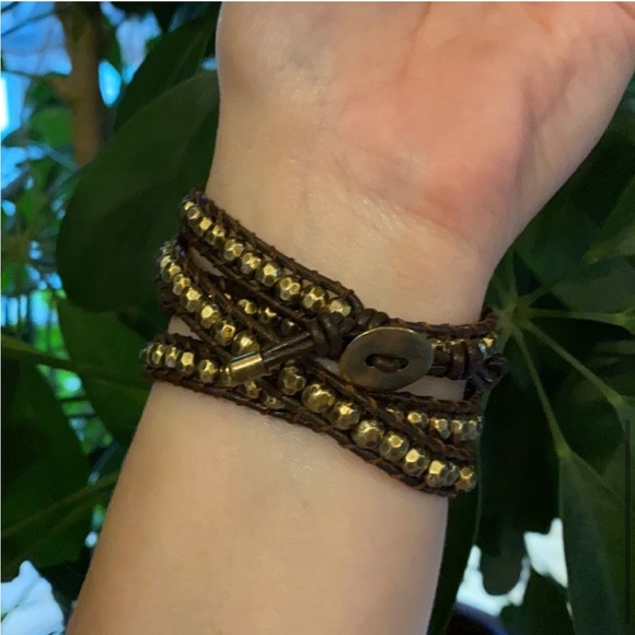Premier Designs It’s a Wrap Brown & Gold Wrap Bracelet - Picture 2 of 6